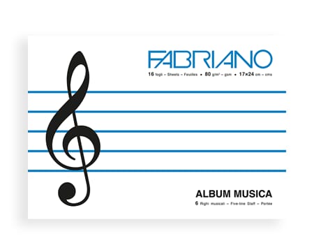 Fabriano Musica 17x24 - 16 ark 80g - m/ notelinjer